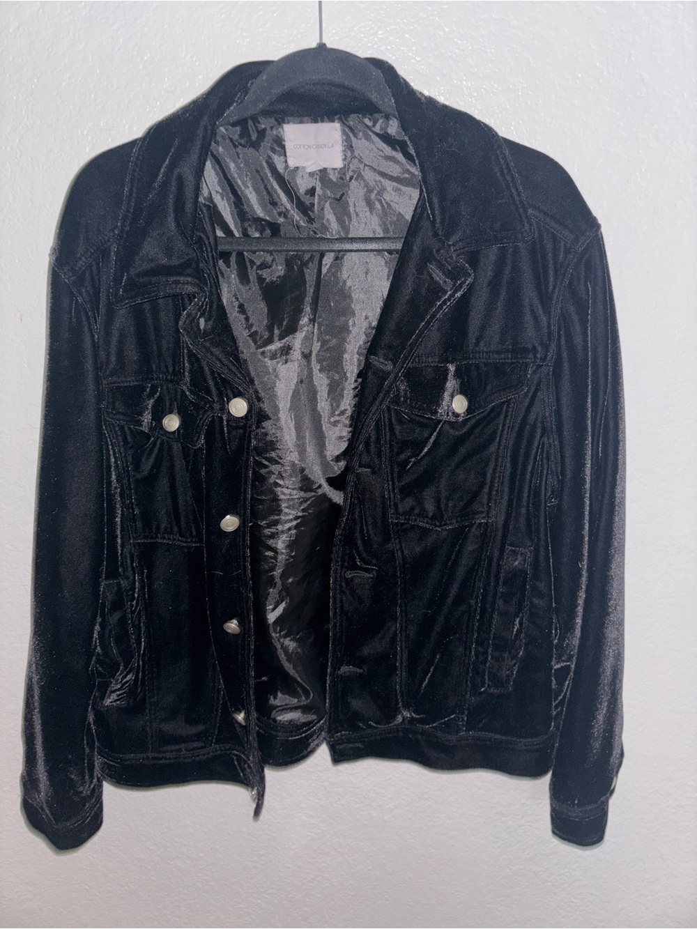 Black Velvet Button-Front Jacket